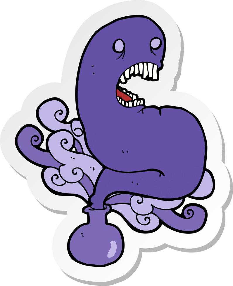 sticker of a cartoon halloween ghost in bottle vector