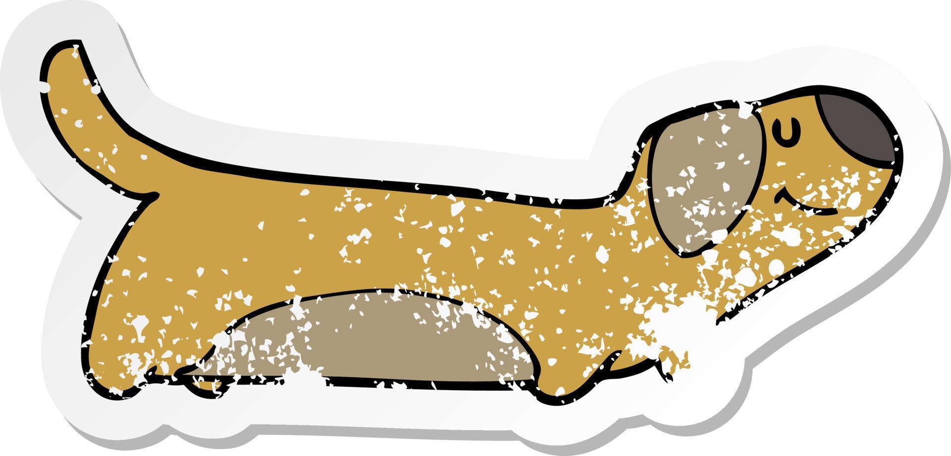 distressed sticker of a cartoon dog vector