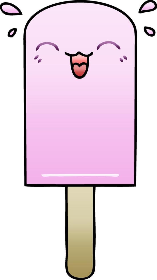 quirky gradient shaded cartoon ice lolly vector