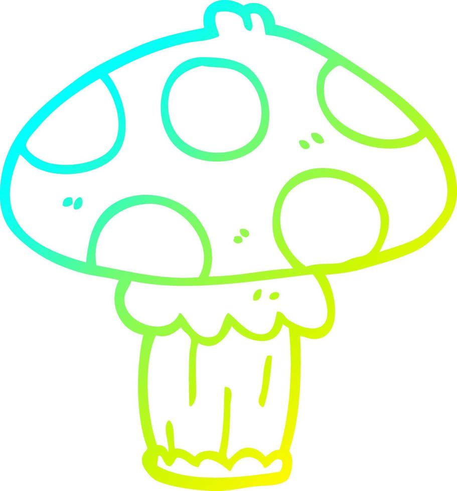 cold gradient line drawing cartoon toadstool vector