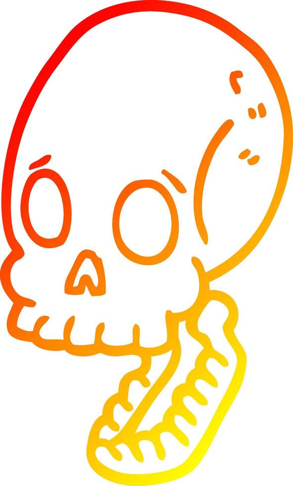 warm gradient line drawing cartoon skull vector
