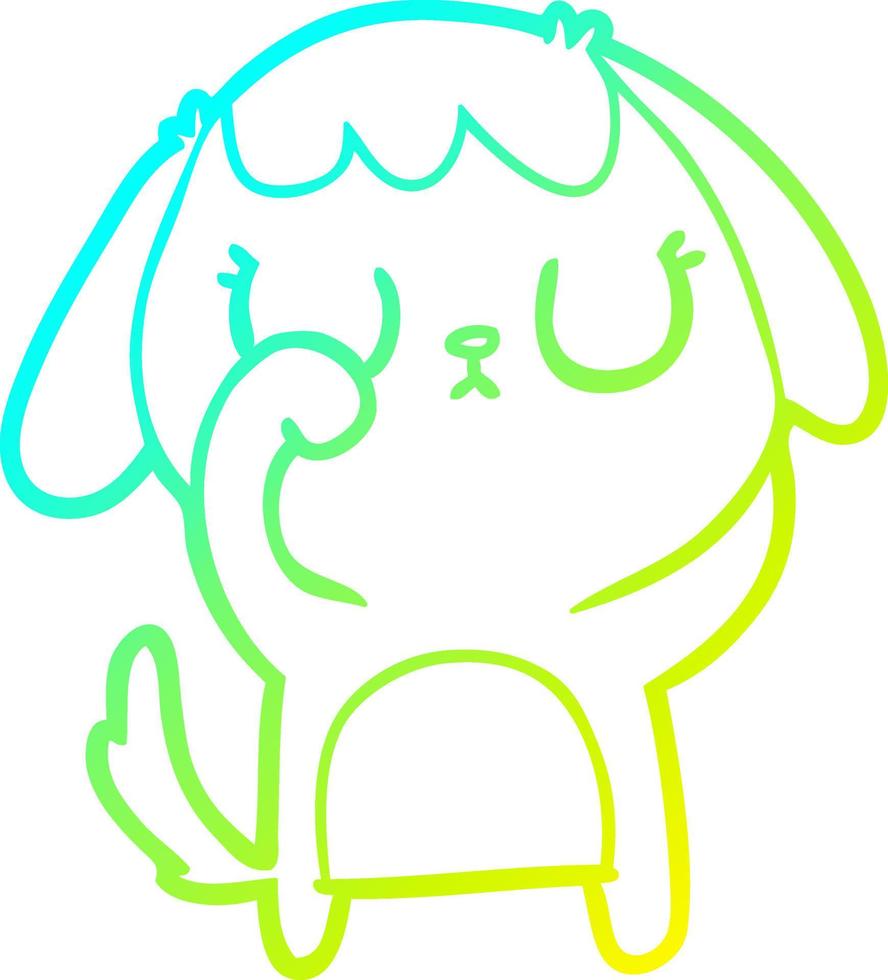 cold gradient line drawing cute cartoon dog vector