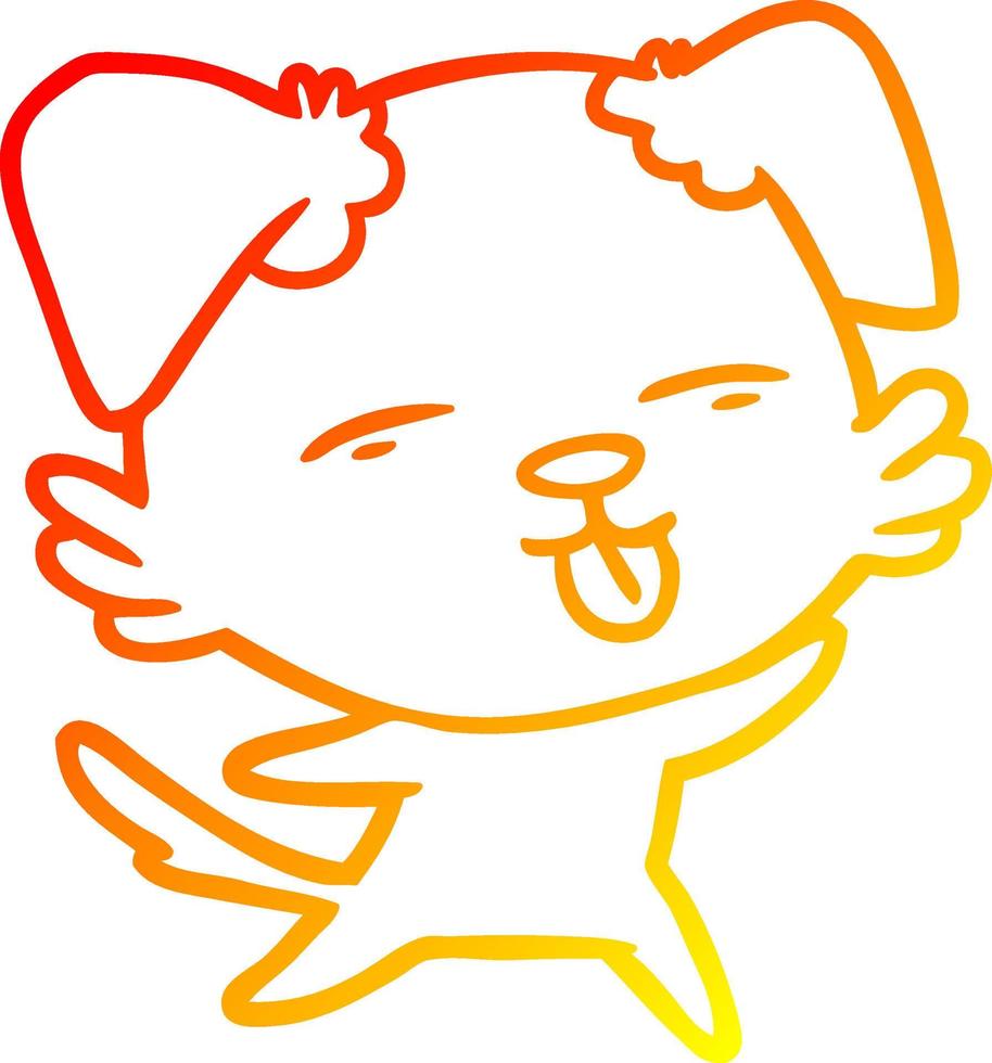 warm gradient line drawing cartoon dog sticking out tongue vector