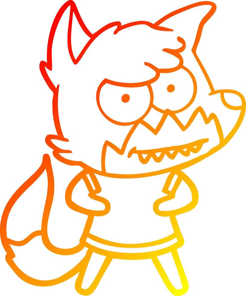 warm gradient line drawing cartoon grinning fox vector