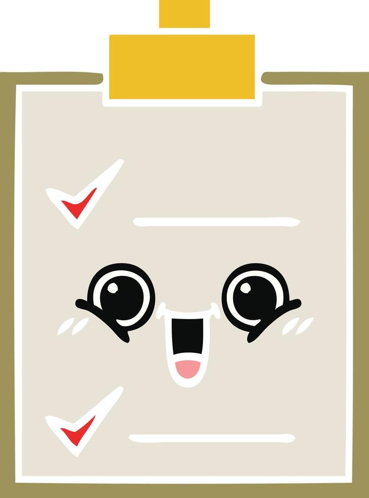 flat color retro cartoon check list vector