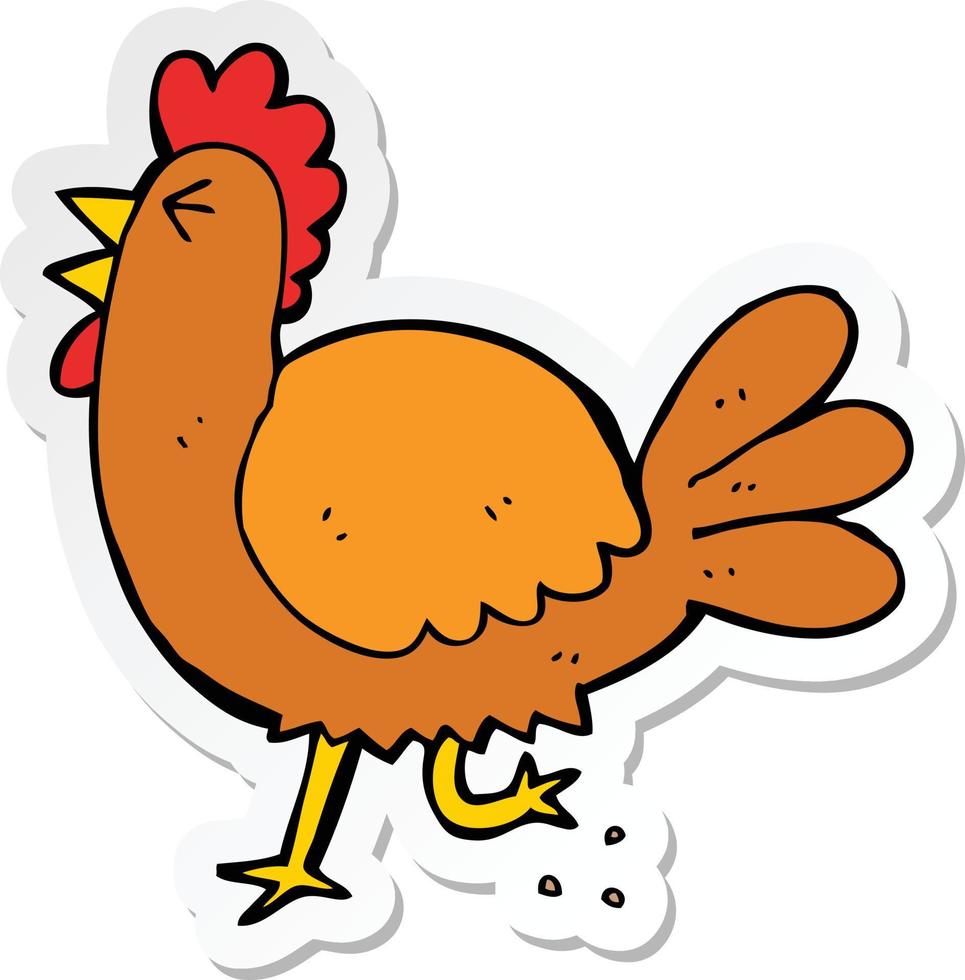 sticker of a cartoon rooster vector