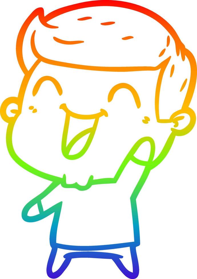 rainbow gradient line drawing cartoon man laughing vector