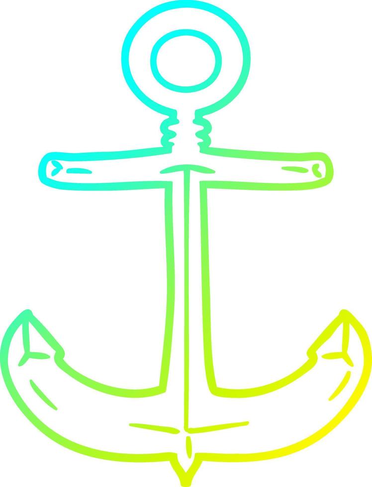cold gradient line drawing cartoon anchor vector