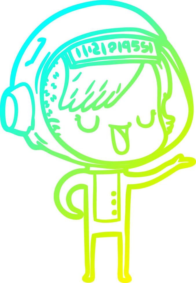 cold gradient line drawing cartoon astronaut woman vector
