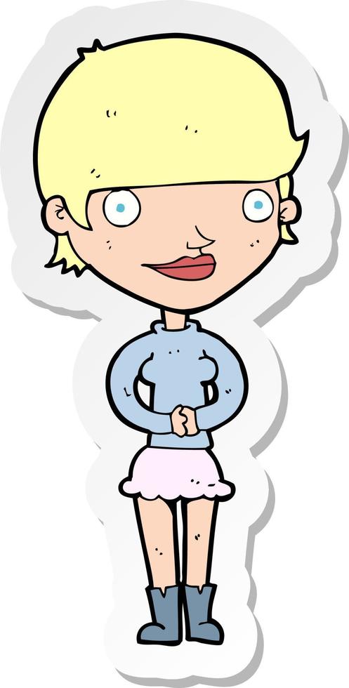 sticker of a cartoon friendly woman vector