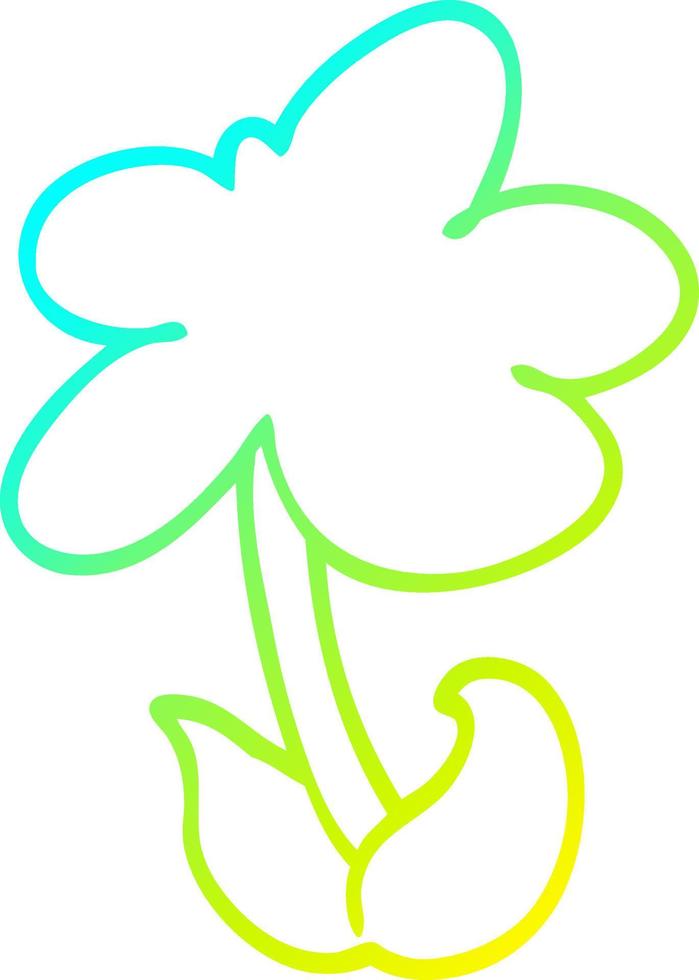 cold gradient line drawing cute cartoon flower vector