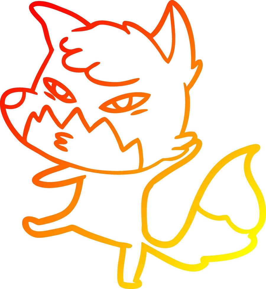 warm gradient line drawing clever cartoon fox vector