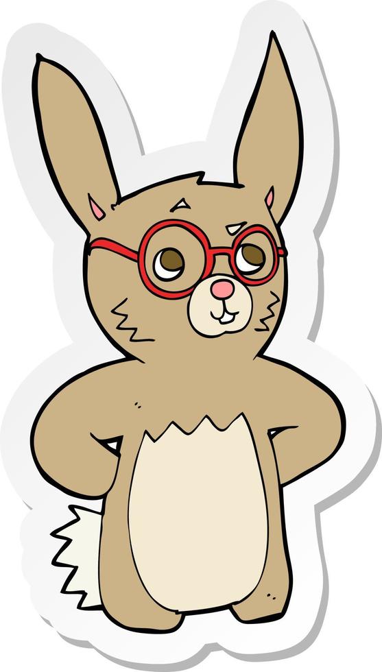 sticker of a cartoon rabbit wearing spectacles vector