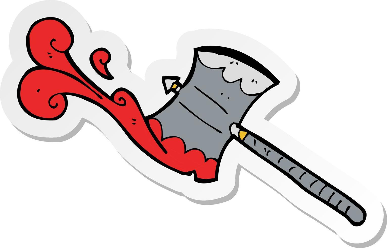 sticker of a cartoon double sided axe vector