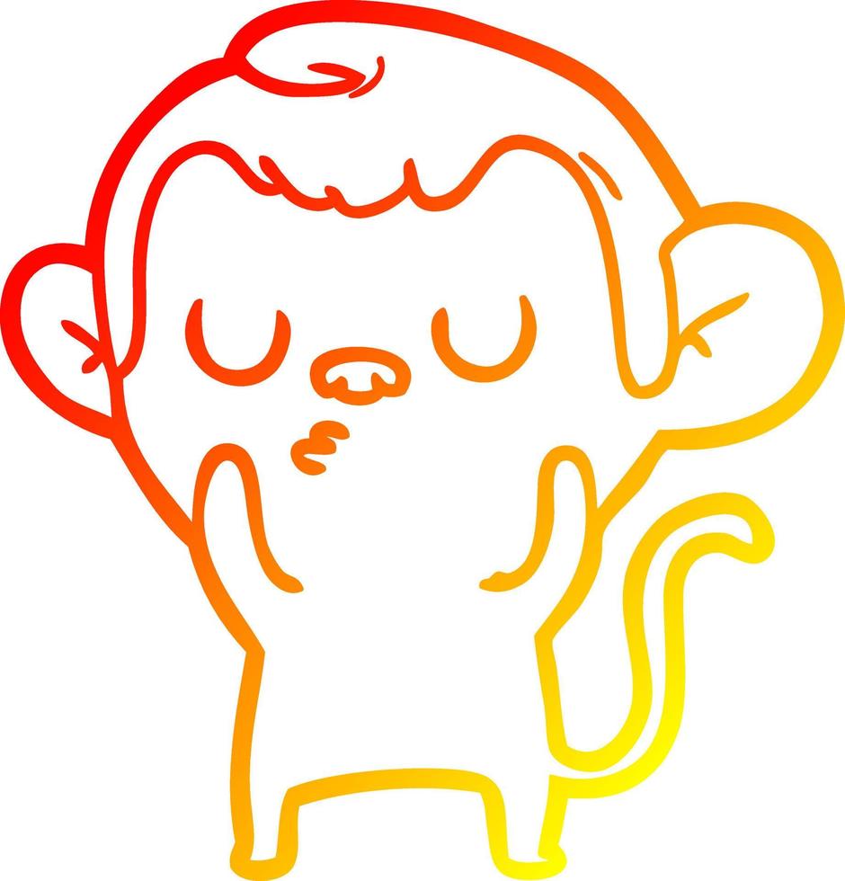 warm gradient line drawing cartoon monkey vector