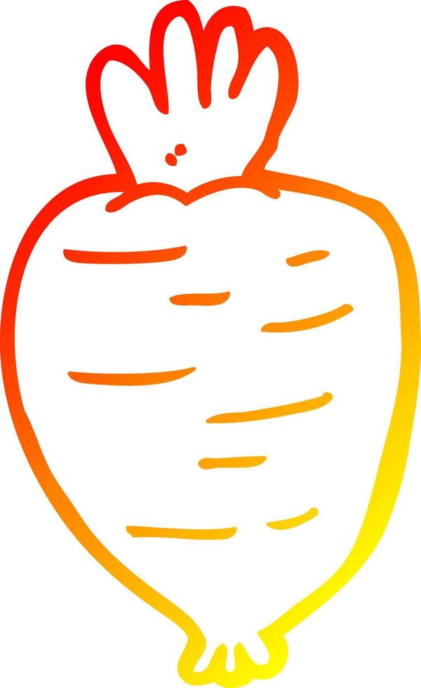 warm gradient line drawing cartoon root vegetable vector