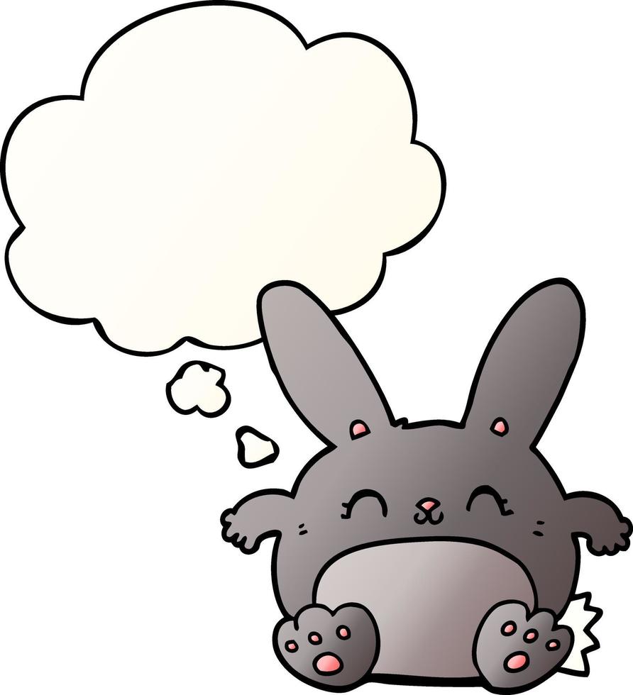 cartoon rabbit and thought bubble in smooth gradient style vector