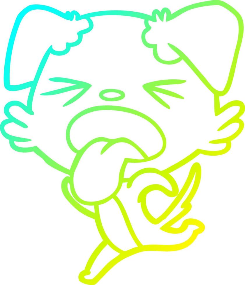 cold gradient line drawing cartoon running dog vector