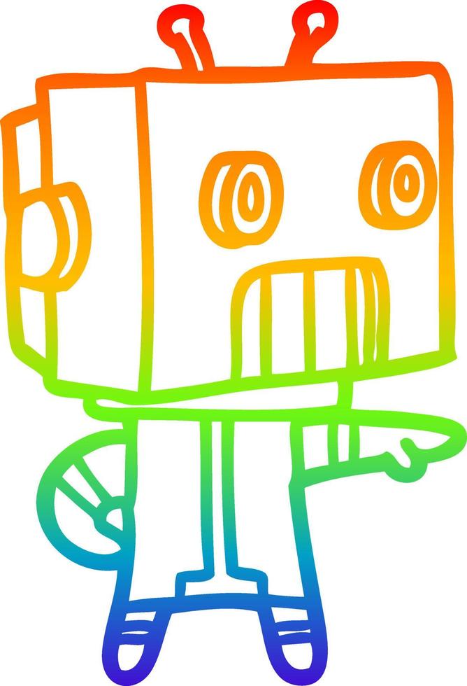 rainbow gradient line drawing cartoon robot vector