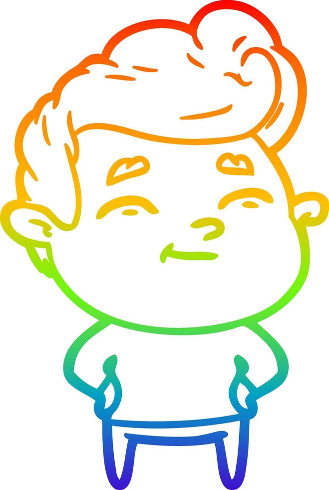 arco iris gradiente línea dibujo feliz dibujos animados hombre vector