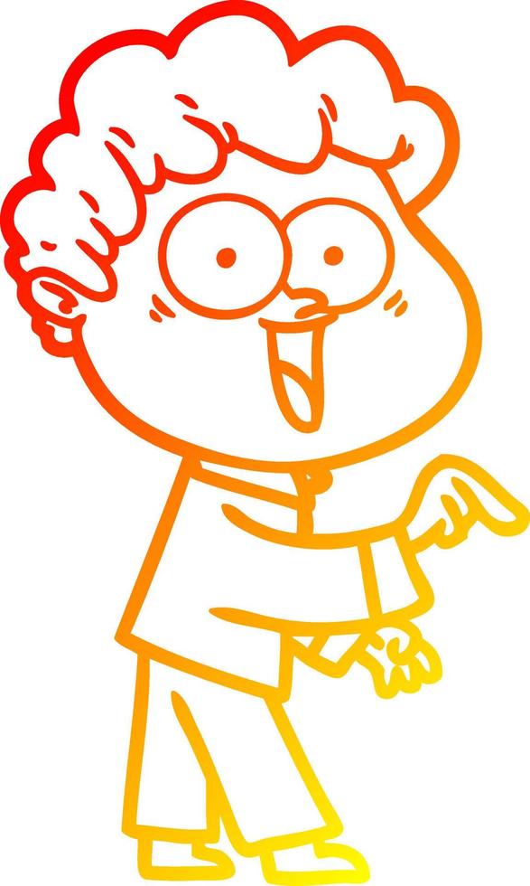 warm gradient line drawing cartoon happy man vector