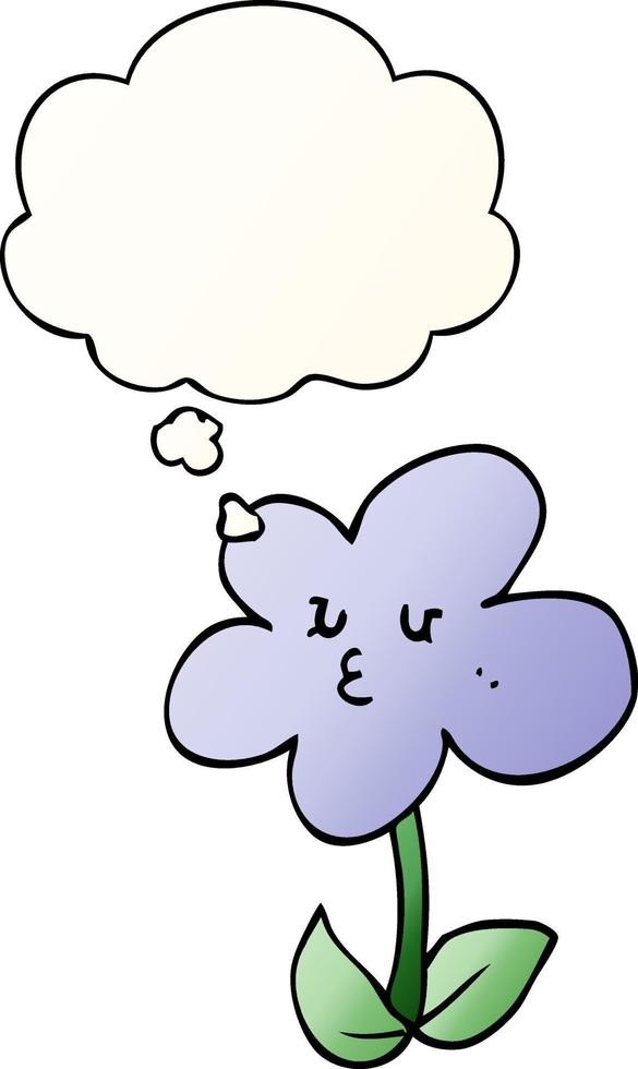cartoon flower and thought bubble in smooth gradient style vector