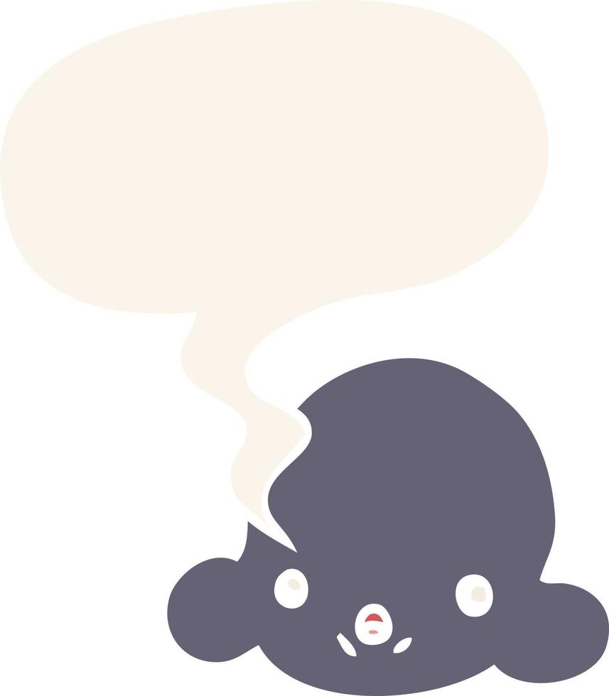 nube de dibujos animados y burbuja del habla en estilo retro vector