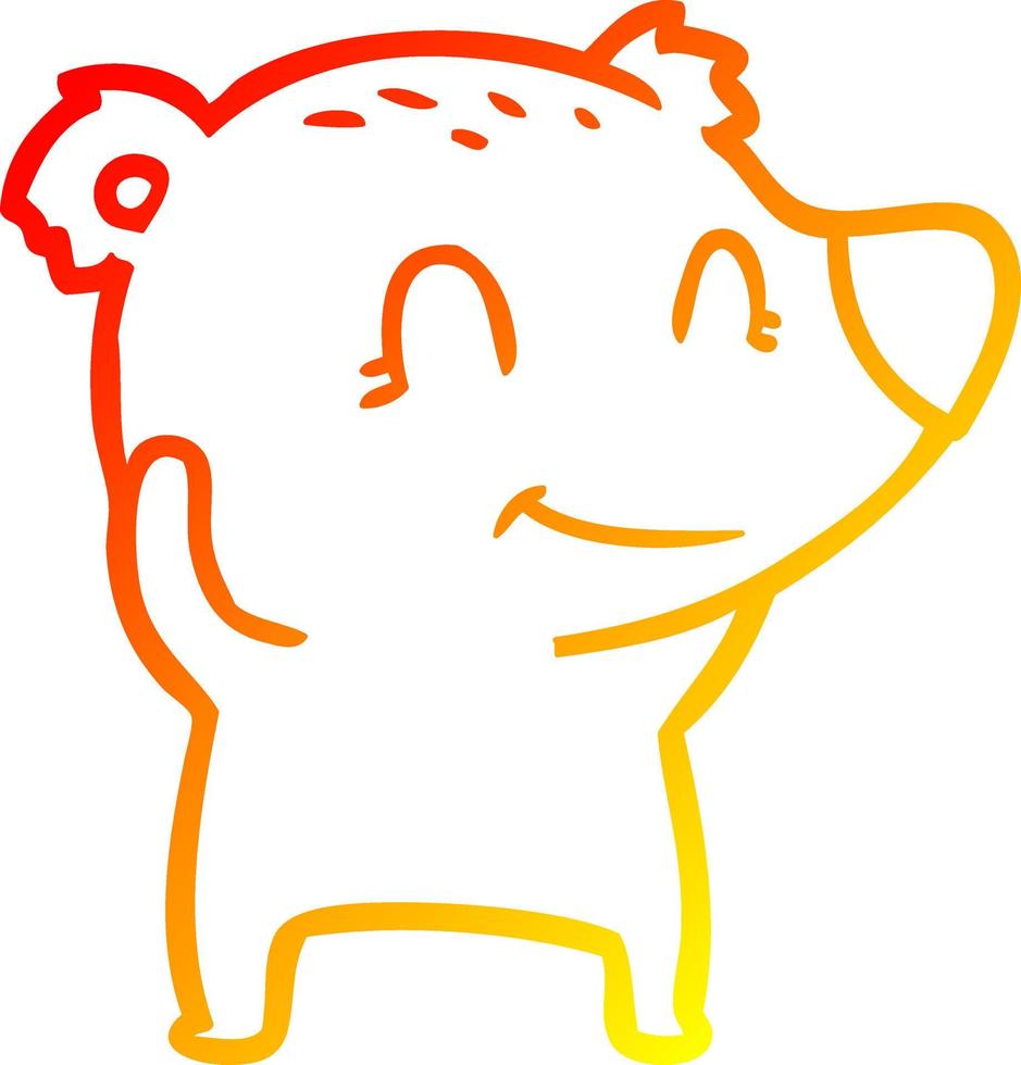 warm gradient line drawing smiling polar bear cartoon vector