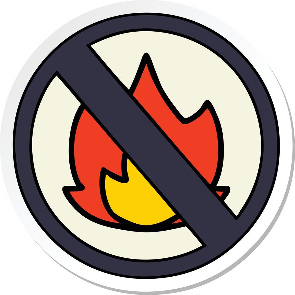 sticker of a cute cartoon no fire sign vector