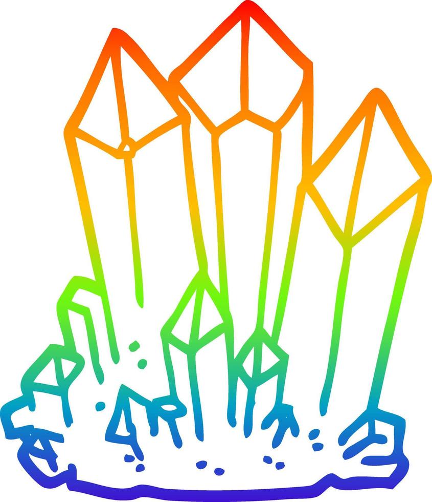 rainbow gradient line drawing cartoon natural crystals vector