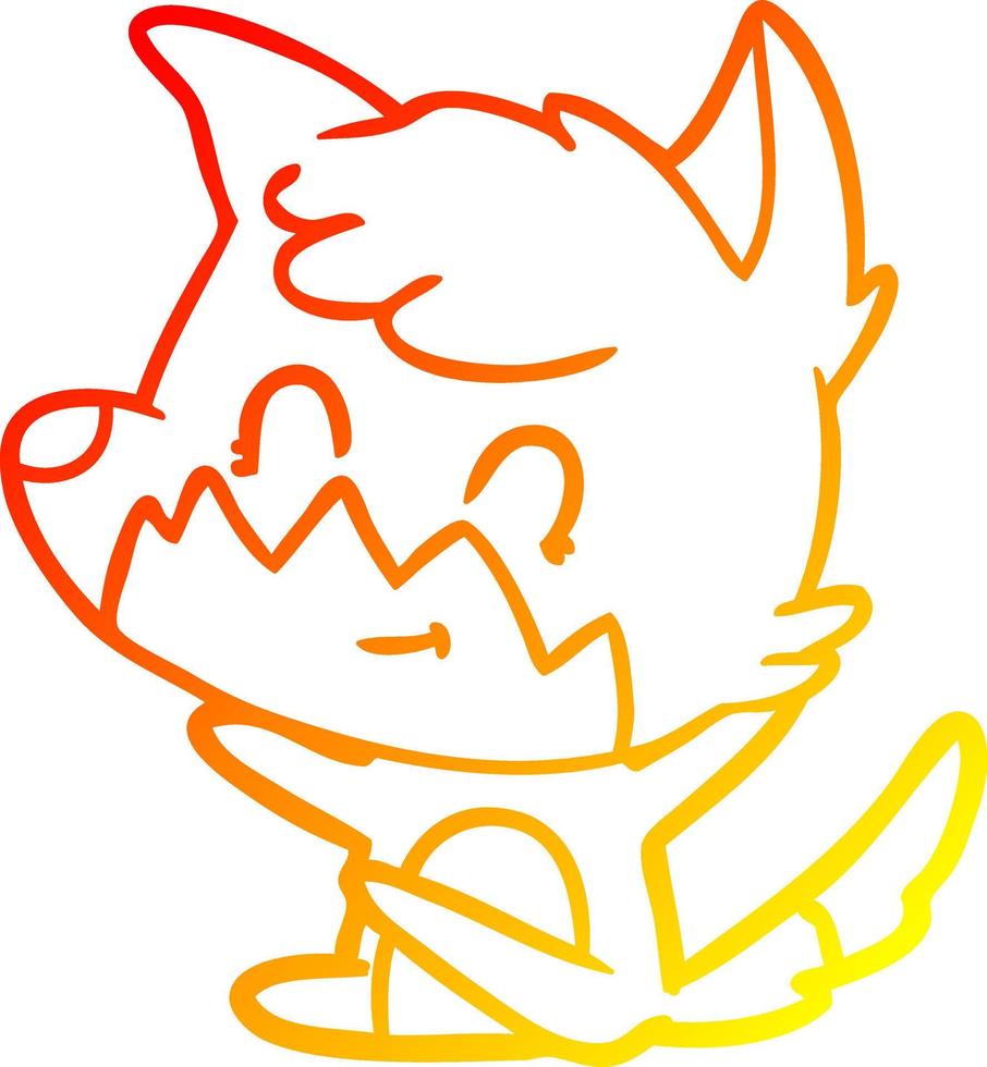 warm gradient line drawing cartoon friendly fox vector