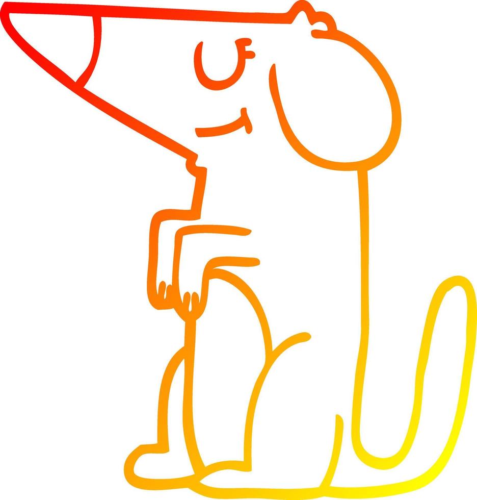 warm gradient line drawing cartoon well behaved dog vector