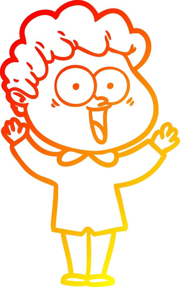 warm gradient line drawing cartoon happy man vector