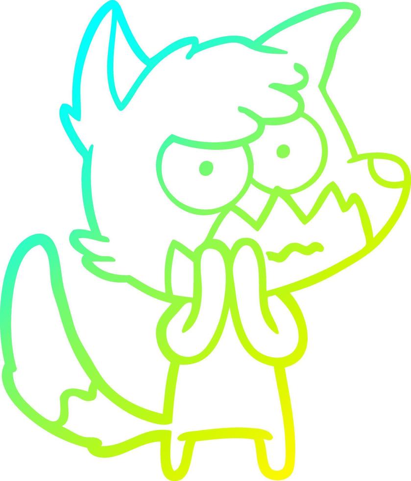 cold gradient line drawing cartoon annoyed fox vector