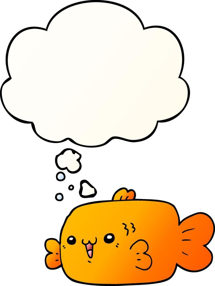 cartoon fish and thought bubble in smooth gradient style vector