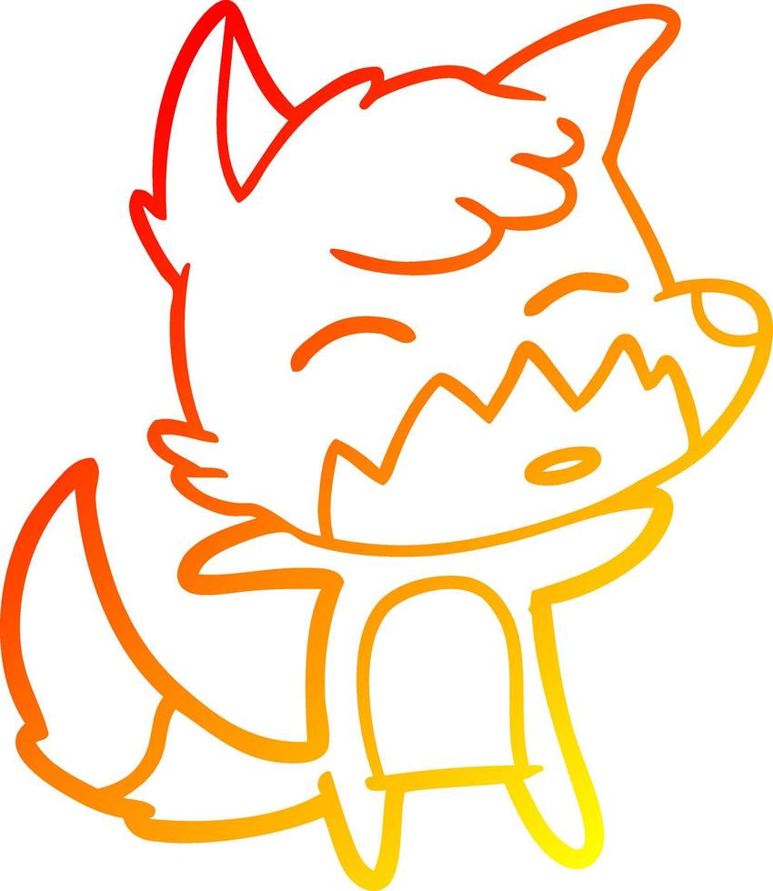warm gradient line drawing cartoon fox vector