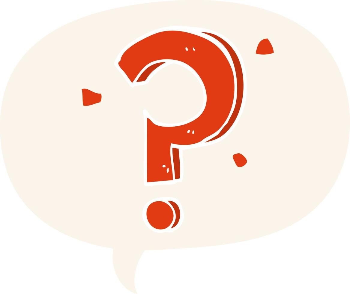 cartoon question mark and speech bubble in retro style vector