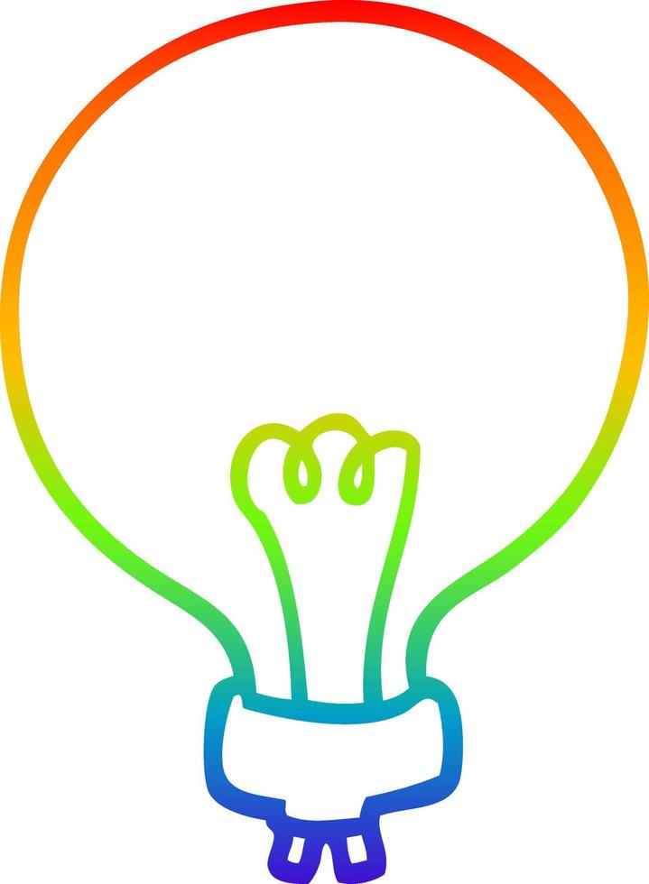 rainbow gradient line drawing cartoon light bulb vector