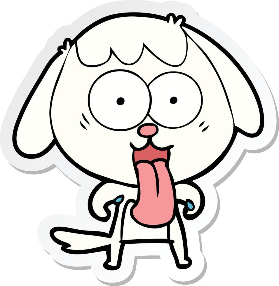 sticker of a cute cartoon dog vector