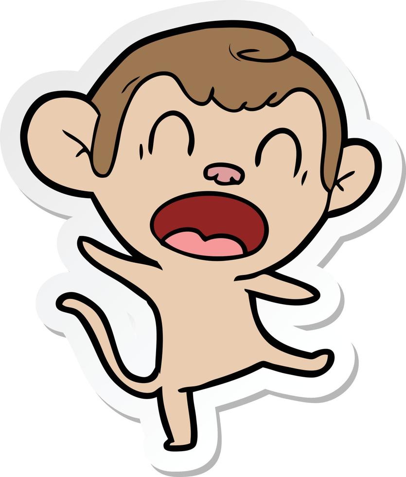 sticker of a shouting cartoon monkey dancing vector