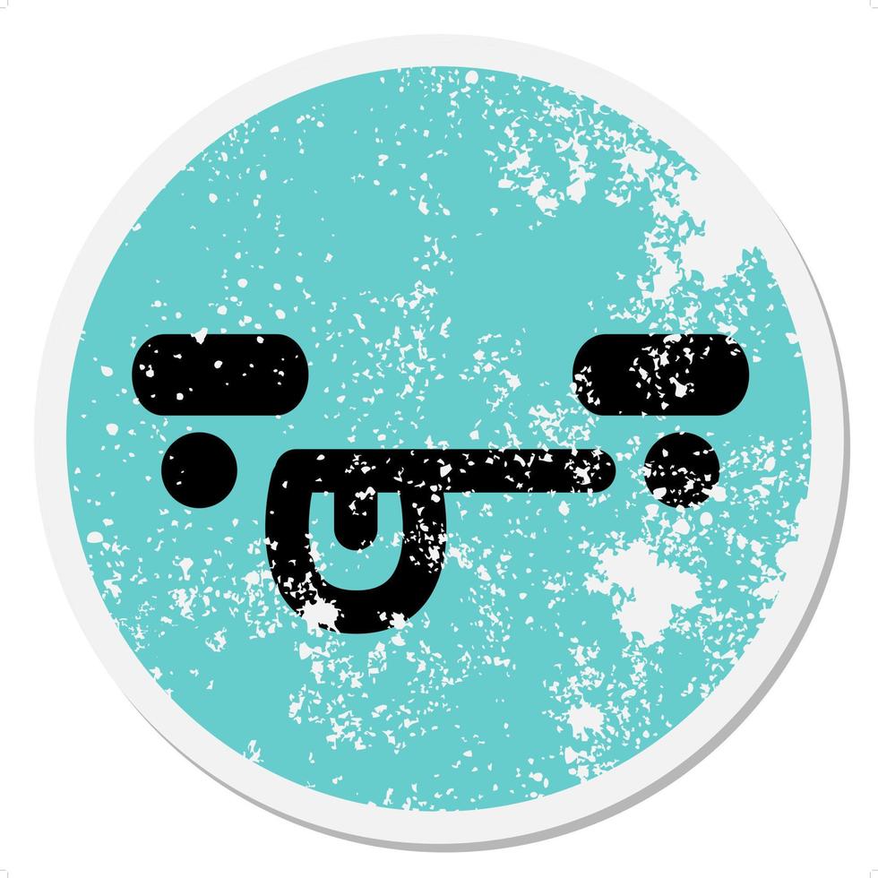 funny expressions with thick eyebrows face circular sticker vector