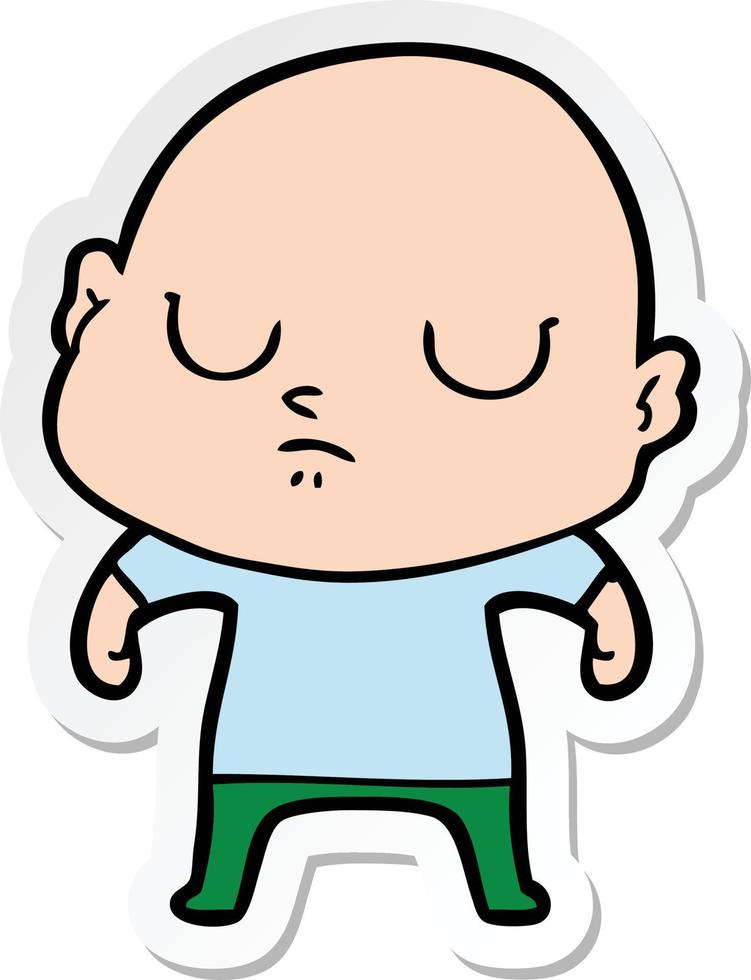 sticker of a cartoon bald man vector