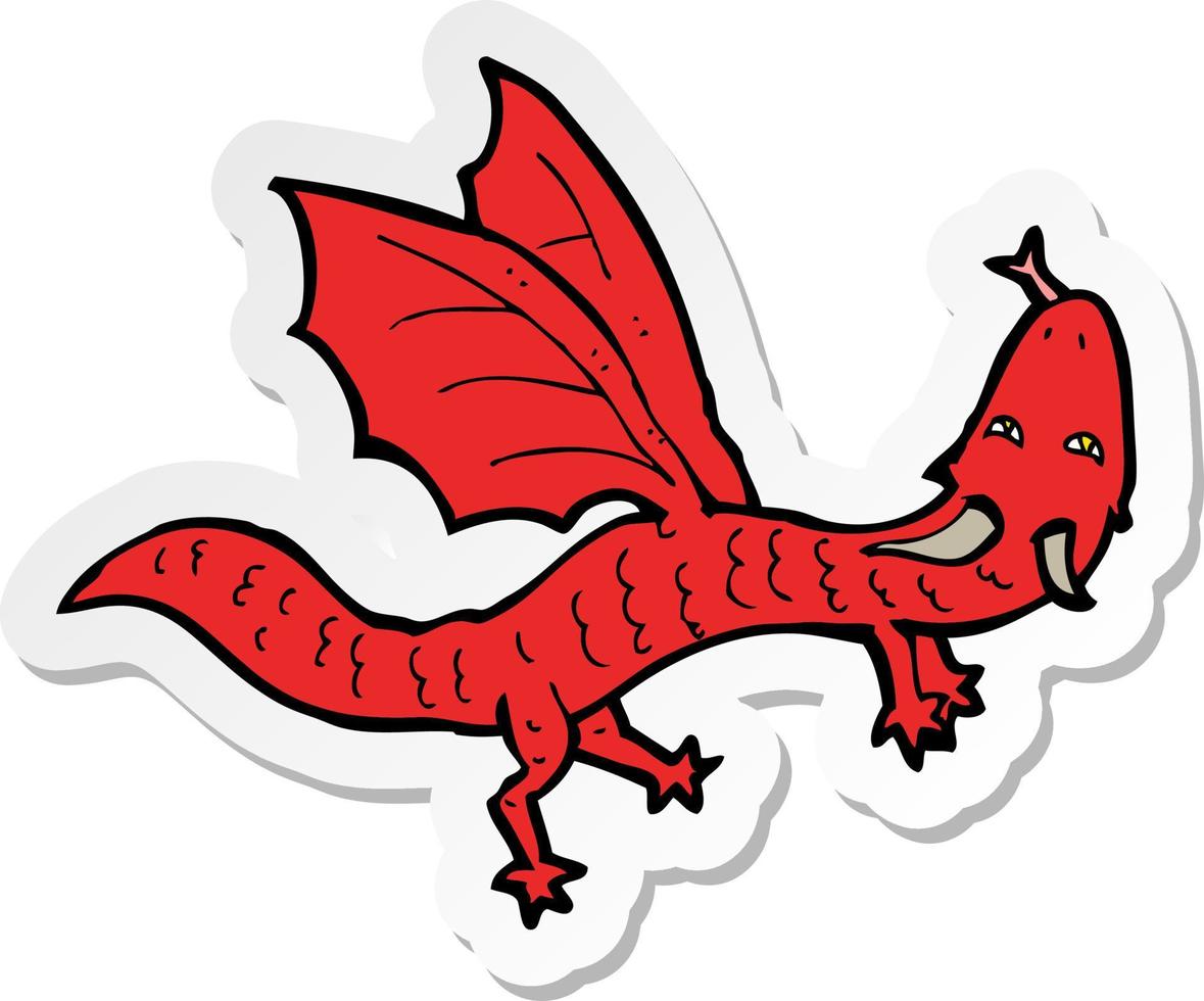 sticker of a cartoon little dragon vector