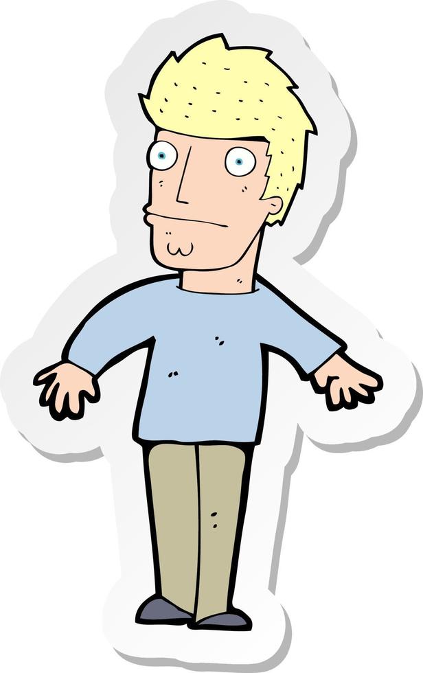 sticker of a cartoon worried man vector