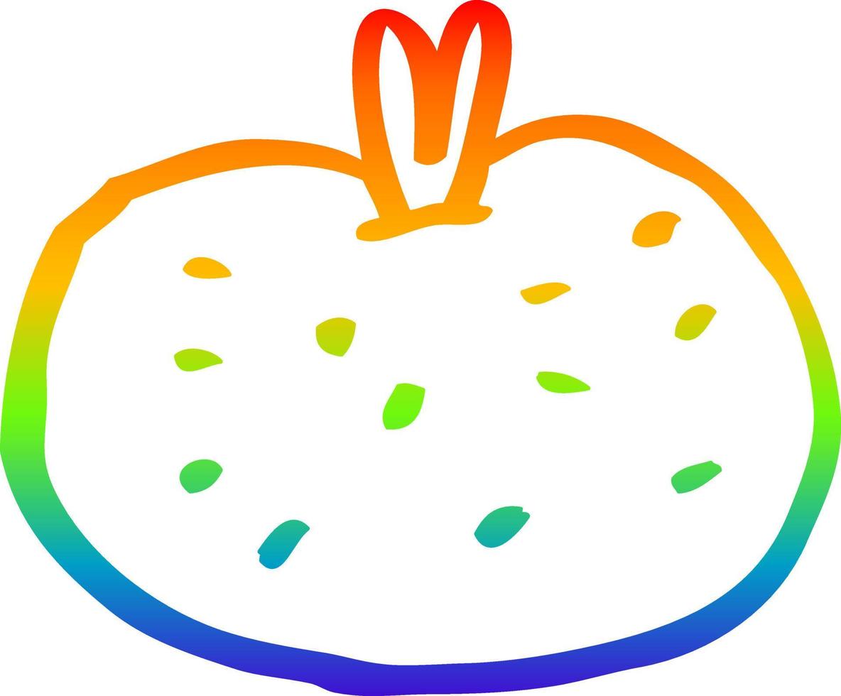 rainbow gradient line drawing cartoon tomato vector