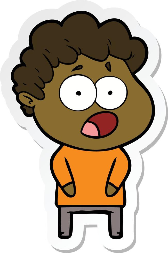 sticker of a cartoon shocked man vector