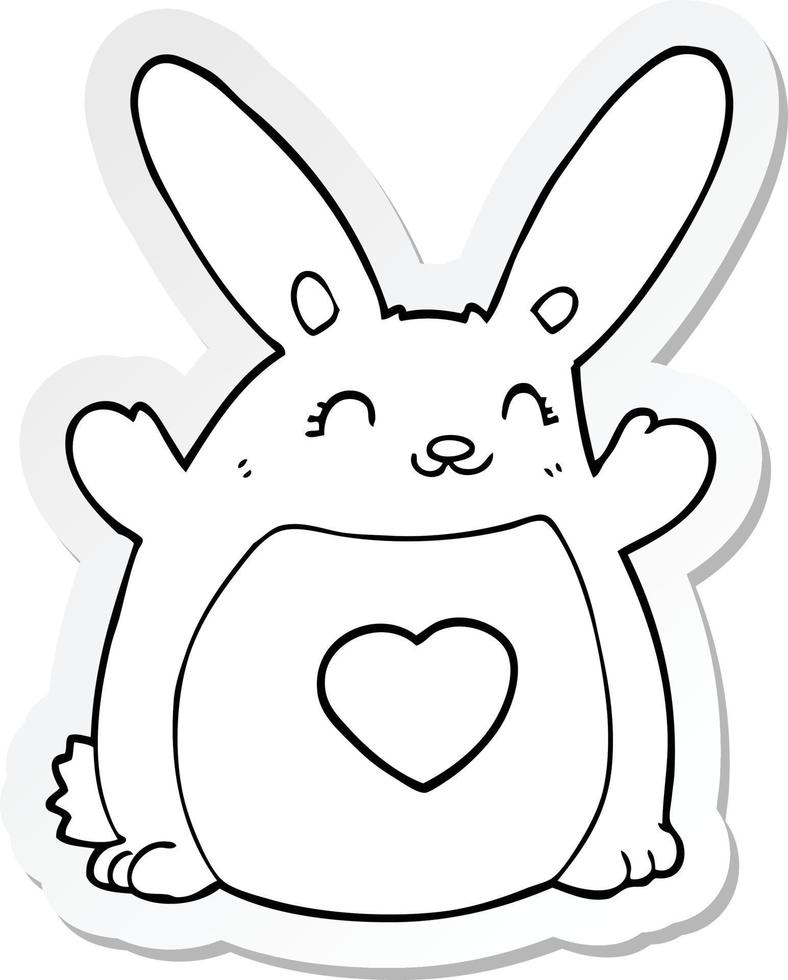 sticker of a cartoon rabbit with love heart vector
