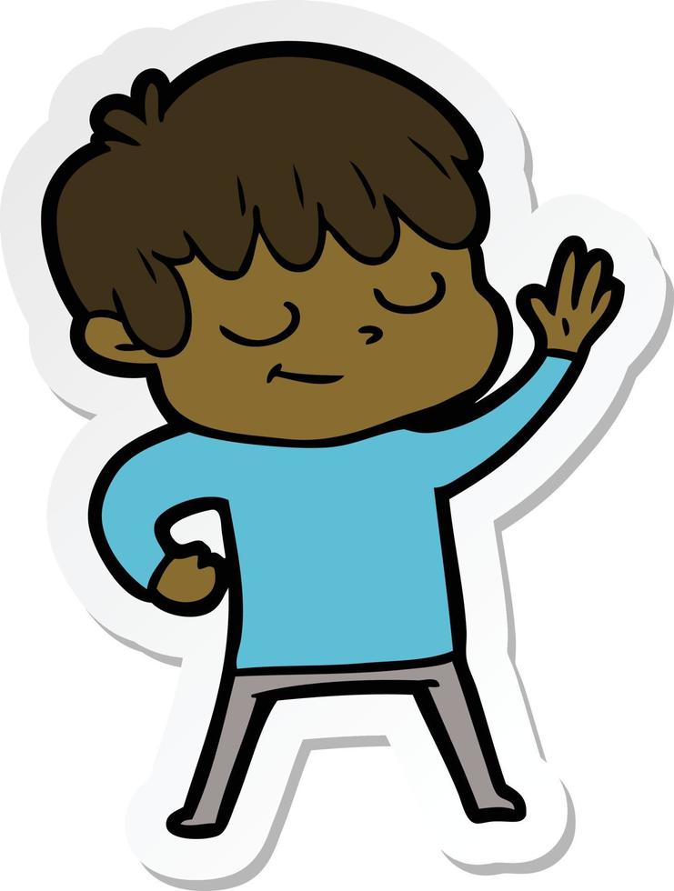 sticker of a cartoon happy boy vector