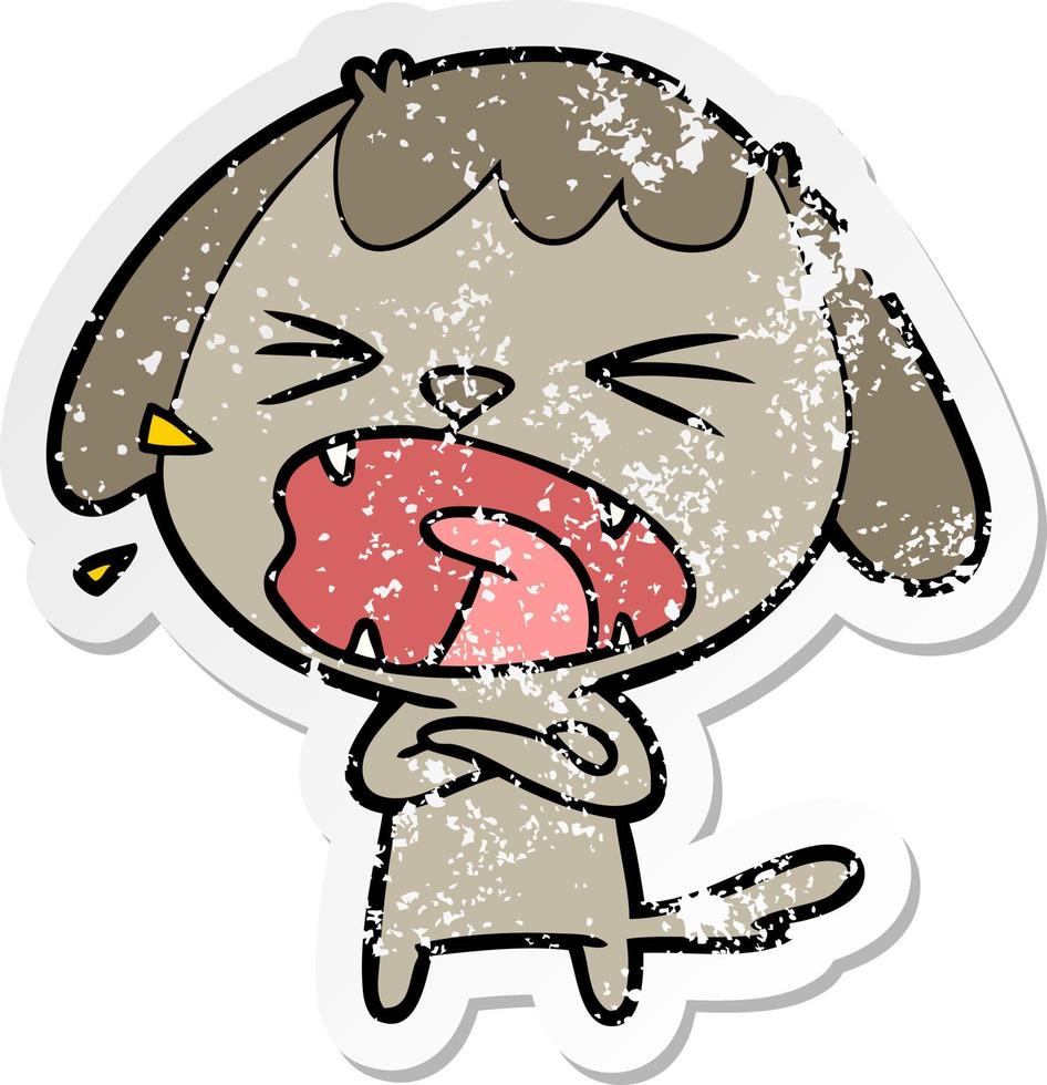 distressed sticker of a cute cartoon dog vector