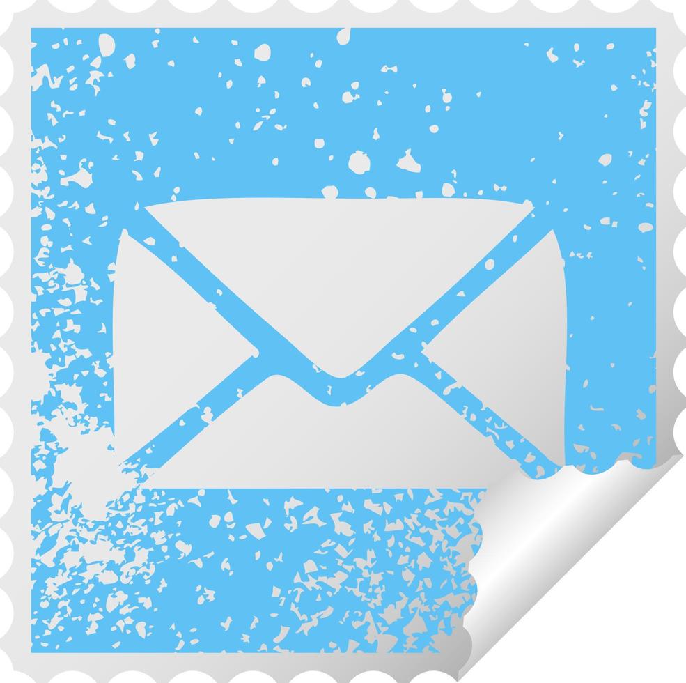 distressed square peeling sticker symbol paper envelope vector